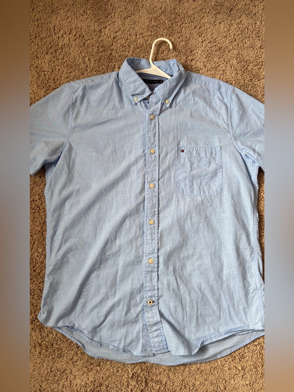 Tommy Hilfiger Light Blue Short-Sleeve Button-Down Shirt